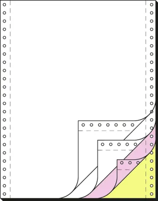 Produktbild von SIGEL 33244 Computerpapier 12"x240 mm, A4, LP, 60 g/m², 4f, weiß/rosa/gelb+AHL, 500 Sätze, Endlospapier