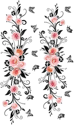 Produktbild von duoyif Wandsticker, schwarz, Blumen, Rose, Schmetterling, Wanddekoration, 2 Stück, Aufkleber, Blumen, Rose, Blumen, Wandbild, Rosenranke, Wandaufkleber, Wandbilder, Wohnzimmer, Schlafzimmer, Flur, Fenster, 60x15cm