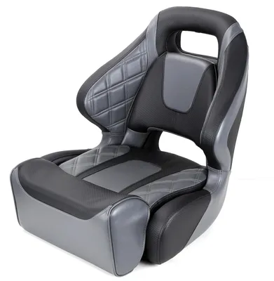 Produktbild von Hochwertiger Flip UP Bootssitz, Farbe: anthrazit / schwarz carbon, gepolstert & wasserabweisend, Sitzfläche klappbar, guter Halt & sehr bequem