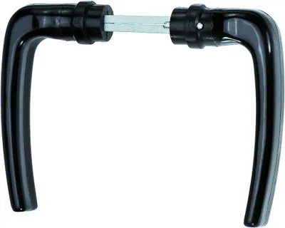 Produktbild von Alberts Türdrücker für Wellengitter-Tore, Aluminium, schwarz eloxiert, Abstand 50 mm, Breite 115 mm, 2er Set