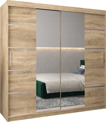 Produktbild von Kleiderschrank, Schiebetürenschrank Schlafzimmer, Schrank mit Spiegel VERONA 4 200 cm