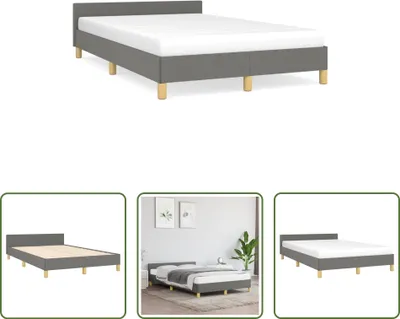 Produktbild von The Living Store Bettgestell mit Kopfteil Dunkelgrau 120x190 cm Stoff