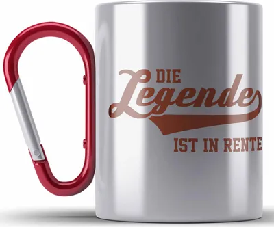 Produktbild von Trendation - -  Renter Edelstahl Tasse Karabiner Ruhestand Geschenk Rente Mann Frau Lustig Renteneintritt Abschiedsgeschenk Rentnerin Sprüche (Rot)