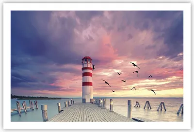 Produktbild von Poster - Poster ohne Rahmen - Laterne Meer Küste - 91,5x61 cm - Wand Bild - Wanddeko - Wandbilder - Kunstposter - Wandposter - Bilder - Kunstdruck - Wanddekoration - Wandbild - P2XAA91x61-4978