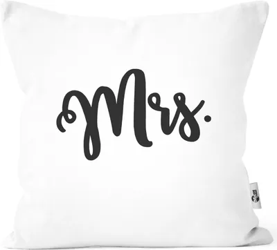 Produktbild von Kissenbezug Aufdruck Mr Mrs Partner-Geschenk Hochzeitsgeschenk Pärchen Geschenkidee Ehemann Ehefrau Moonworks® Mrs weiß unisize