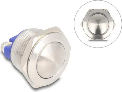 Produktbild von Delock Drucktaster zum Einbau 19 mm 2 x Schraubklemme Taster gewölbt