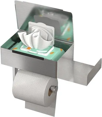 Zdjęcie produktu dla Uchwyt na papier toaletowy, uchwyt na papier toaletowy bez wiercenia, uchwyt na papier toaletowy z półką, do kuchni i łazienki, biały
