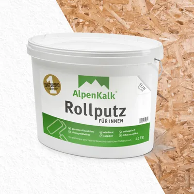 Produktbild von AlpenKalk® Rollputz FEIN für OSB-Platten (ca. 65 m²)