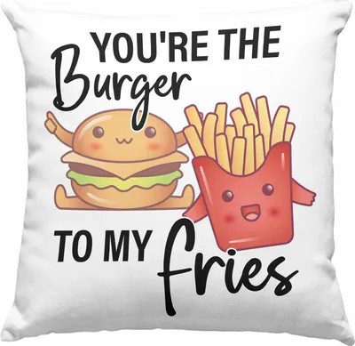 Produktbild von Trendation - Lustige Deko-Kissen mit Füllung 40x40 zum Valentinstag Freundin Freund Geschenk Liebe Paare Du Bist der Burger zu Meinen Pommes Beste Freundin Geschenkidee (Rosa)