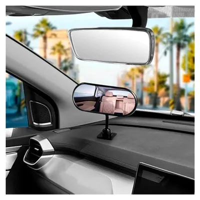 Produktbild von Babyautospiegel hinten und Auto -Babyspiegel | 360 ° Verstellbarer Babyspiegel,Kleberhalterung, weitwinkel -Bruchschutzmonitor für Kinderbeobachtung, Windschutzscheibe, Armaturenbrett
