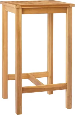 Produktbild von Bartisch aus massivem Teakholz mit Fußablage, 60 x 60 x 105 cm, laminierte Tischplatte für den Außenbereich und robuste Konstruktion mit wasserbasierter Oberfläche