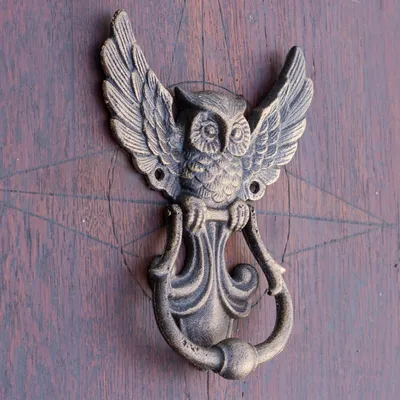 Produktbild von Hochwertiger Türklopfer Eule Klopfer Haustüren Gusseisen in Antikbronze lackiert