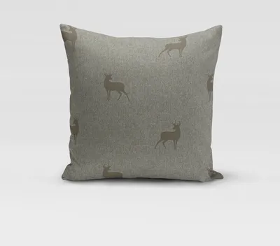 Produktbild von SCHÖNER LEBEN. Kissenhülle dunkle Hirsche braun beige türkis Größe 80x80cm (HxB) 80x80cm (HxB) Größe