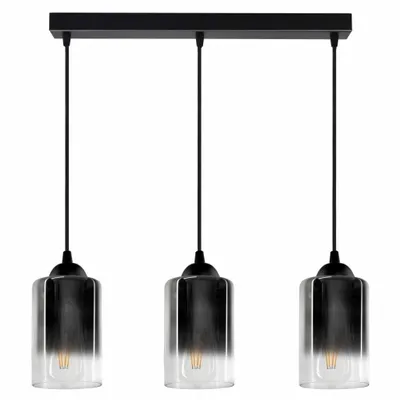 Obrázek produktu pro Luxolar Závěsné svítidlo 3 plameny skleněné stínidlo grafitově průhledné E27 60W - Stropní svítidlo obývací pokoj - Univerzální stropní svítidlo