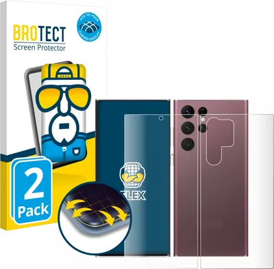 Produktbild von 2x BROTECT Fullscreen Schutzfolie für Samsung Galaxy S22 Ultra 5G (Display+Rückseite) Displayschutz Folie Fullcover Klar Transparent