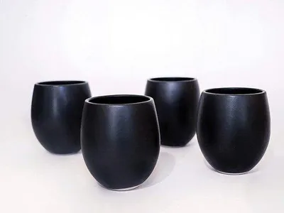 Image de Cafetières - Lot de 4 - Émail - 14 cl - Fait main (noir)