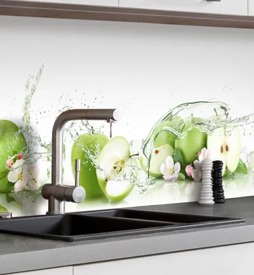 Produktbild von Küchenrückwand selbstklebend Grüne Äpfel Spritzschutz Folie 340 x 60cm