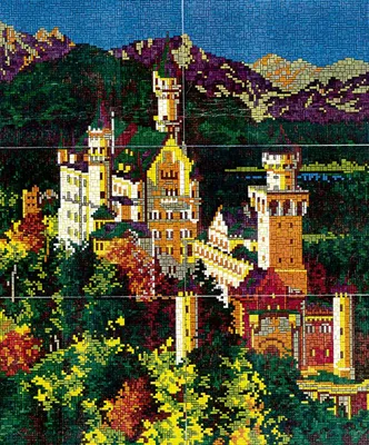 Produktbild von Stick it® Stecksystem Schloss Neuschwanstein im Sommer XXL Motiv ca. 13.000 Teile mit XXL-Steckvorlage Nr. 41274