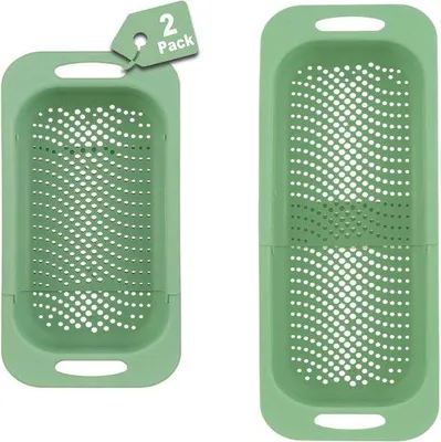 Image de Lot de passoires Gootsteenzeef, sans BPA, 17 x 37-49,5 x 8 cm, pour fruits et légumes