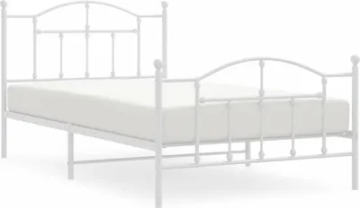 Produktbild von vidaXL Bettgestell mit Kopf- und Fußteil Metall Weiß 100x200 cm