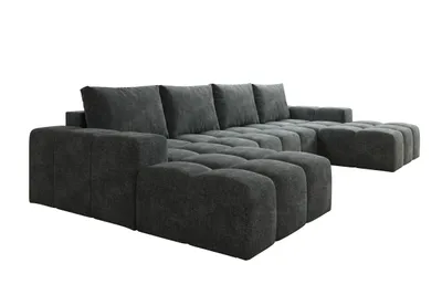 Produktbild von Moebelfest Sienna Ecksofa U-Form Couch Dunkel Grau Webstoff