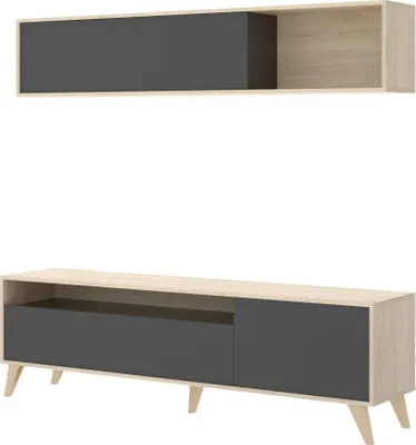 Immagine prodotto di Dmora Parete Attrezzata Arusha 41x180x180h cm Nero Antracite, Modulabile 5 Vani