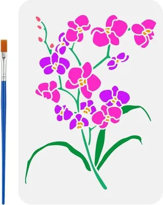 Obrázek produktu pro Květinový vzor s efektem štětce, 21 x 29,7 cm – šablona s okvětními lístky – šablona pro malování květin – rostlinný motiv, květinový vzor pro obklady a tapety