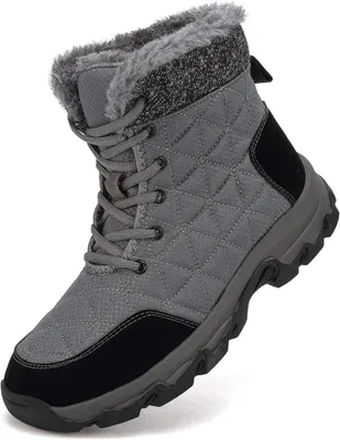 Image de Bottes d’hiver unisex imperméables fourrées de trekking grises 40