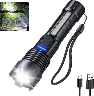 Produktbild von LED Taschenlampe, helle Taschenlampe mit hohem Lumen, wasserdichte Taschenlampe mit 7 Modi, einstellbarem Zoom