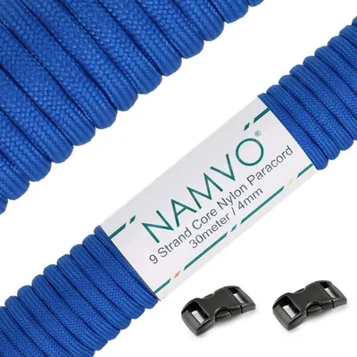 Image de Dailygoody - Corde en nylon pour parachute - Robuste et durable - 30 mètres - Bleu - 9 brins - Idéale pour les activités de plein air