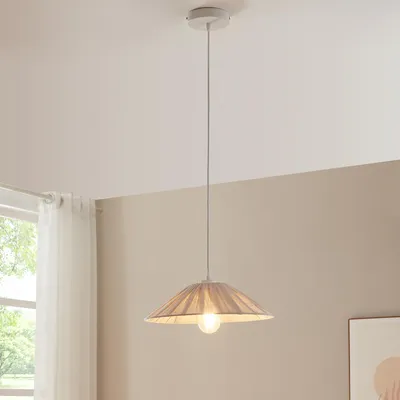 Zdjęcie produktu dla Lampa wisząca 'Bridge' z kloszem z tkaniny biały/beżowy