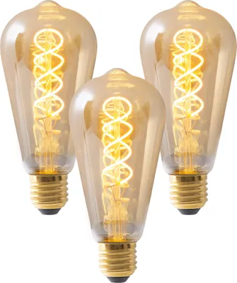 Produktbild von Näve Leuchten 3er-Set LED Leuchtmittel "DILLY" H: 14,6cm warmweiß 3er-Set LED Leuchtmittel "DILLY" H: 14,6cm warmweiß 3er-Set LED Leuchtmittel "DILLY" H: 14,6cm warmweiß - E27, 4 Watt, 200 Lumen, 2084 Kelvin, aus Metall und Glas, amber – dimmbar