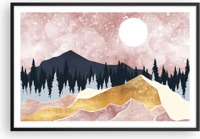 Produktbild von Gerahmtes Poster - Schwarzer Rahmen - Grafik Modern Landschaft - 91,5x61 cm - Wand Bild - Wanddeko - Wandbilder - Kunstposter - Wandposter - Bilderrahmen - Bilder - Kunstdruck - P2BAA91x61-4832
