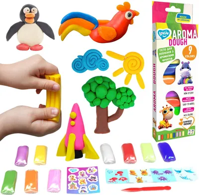 Produktbild von Plastilin, Knete, Farbige Knete zum Modellieren, 9 Farben 41181