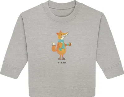 Produktbild von Mr. & Mrs. Panda Organic Baby Pullover Fuchs Keks 6. - 12. Monat - Heather Grey - Geschenk, Kekse, Bullover, Plätzchen, Weihnachtlich, Frieren, Winter, Weihnachten