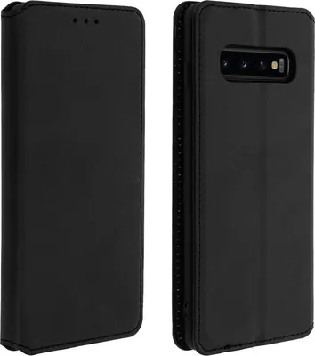 Produktbild von Avizar, Kunstleder-Klappetui mit Geldbörse für Samsung Galaxy S10, Schwarz