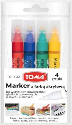 Immagine prodotto di Marker akrylowy TOMA 4 sztuki do różnych powierzchni
