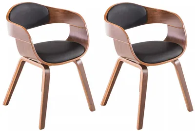 Produktbild von In And OutdoorMatch Stuhl Marlee - Esszimmerstuhl - Braun - Schwarzes Kunstleder - Holzbeine - 2er-Set - Sitzhöhe 49 cm - Deluxe
