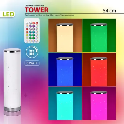 Produktbild von LED RGB Stehleuchte TOWER-X 54cm Chrom/Weiß – Farbwechsel, 5W, IP20