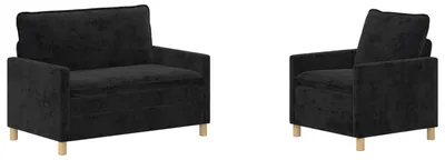 Produktbild von vidaXL Sofa Set 2 pcs Schwarz Polyester