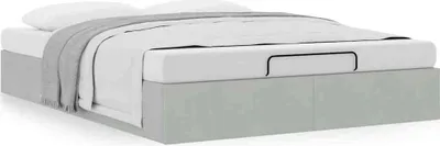 Produktbild von Ottoman-Bett ohne Matratze Hellgrau 140x190 cm Samt