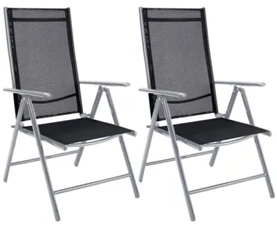 Obrázok produktu pre Lifetime Garden Santiago záhradné stoličky - záhradný set 2 ks - nastaviteľné v 7 polohách - skladacie - hliník - čierna