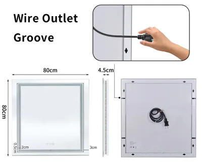 Obrázok produktu pre Zrkadlo do kúpeľne - Zrkadlo do kúpeľne s osvetlením - Inteligentné zrkadlo - LED zrkadlo do kúpeľne - 80x80 cm