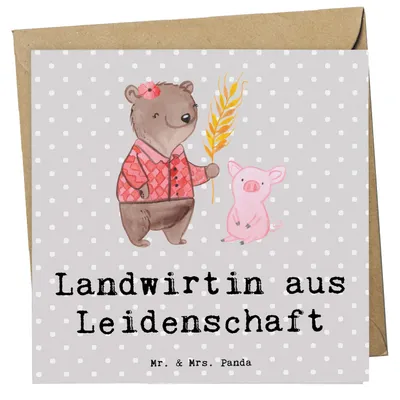 Produktbild von Mr. & Mrs. Panda Grußkarte Landwirtin Leidenschaft - Grau Pastell - Geschenk, doppelkarte, Bauernhof, Klappkarte, anlasskarte, Lustig, faltkarte, Spruch, Witzig