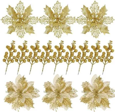 Immagine prodotto di Set di 24 fiori natalizi artificiali decorativi