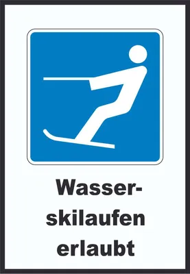 Produktbild von Wasserski fahren erlaubt Symbol und Text A3 (297x420mm)
