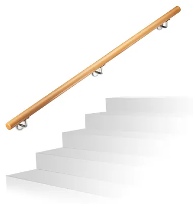 Holz-Treppenhandlauf 150 cm, Buchenholz, Wandmontage, Natur