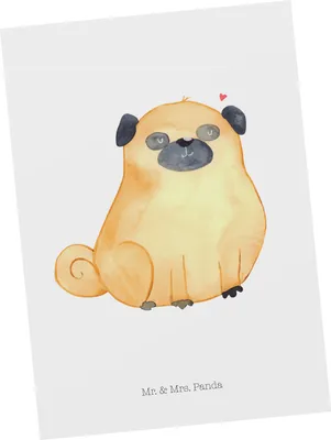 Produktbild von Mr. & Mrs. Panda Postkarte Mops - Weiß - Geschenk, spruchkarte, Postkarten, Hund, Grußkarte, Ansichtskarten, Knuffig, Ansichtskarte, Sprüche, Vierbeiner, Liebe