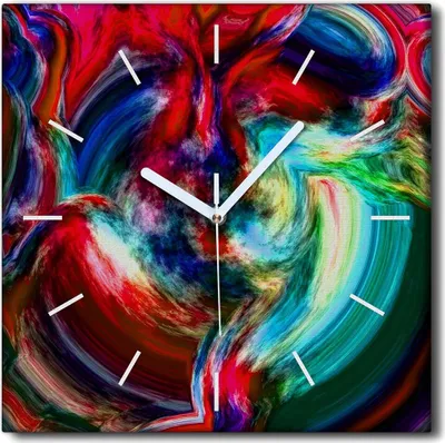 Produktbild von Coloray Uhr auf Leinwand 30x30 cm Wand Uhr Dekoration Wohnzimmer Segeltuch weiße Zeiger -Aquarelle Kunstkunst