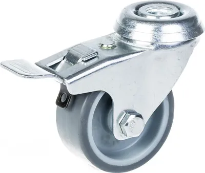 Image de 50mm 2" castor grey rubber tyre, swivel with brake, 40kg capacity